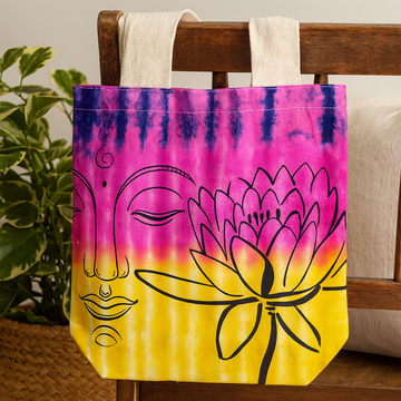 Bawełniana torba na ramię tie-dye Lotos Budda 38x42x12cm