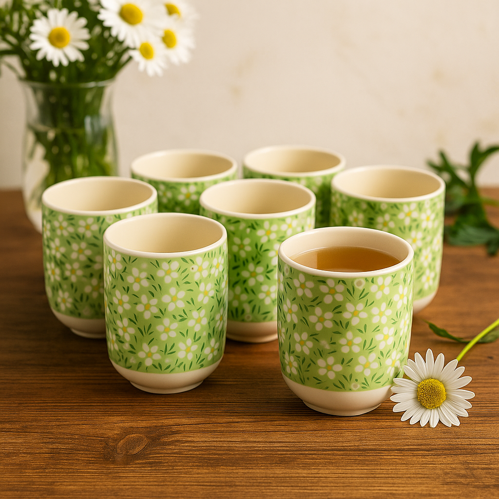 Juego de 6 tazas de té Green Daisey