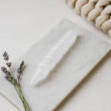 Bacchetta di Selenite a doppia terminazione a spirale 16 cm