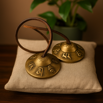 Tingsha Cymbals Tibetan Lucky Symbols 6cm