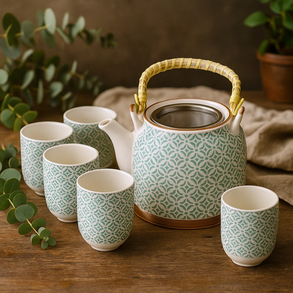 Teekannen-Set - Grünes Mosaik