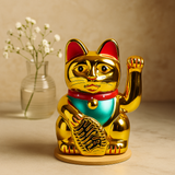 Chat Porte-Bonheur Maneki Neko Argent 15cm