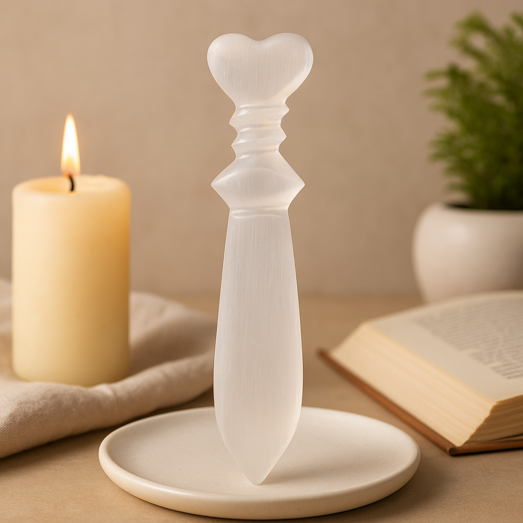 Szelénit rituálékés spirál 25cm