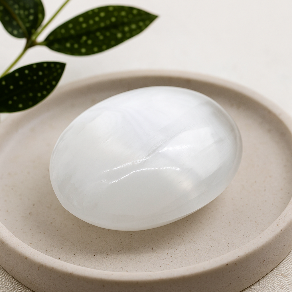 Seleniet Kristal Handsteen 6.5 cm Marokko