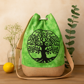 Sling Bag Green Tree of Life Adjustable Strap