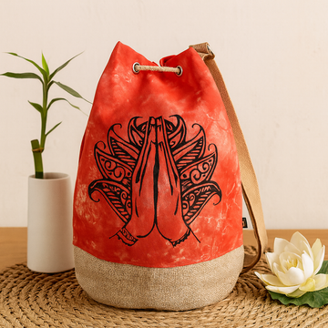 Bolso Bandolera Naranja Stonewash Namaste Mano Impresa