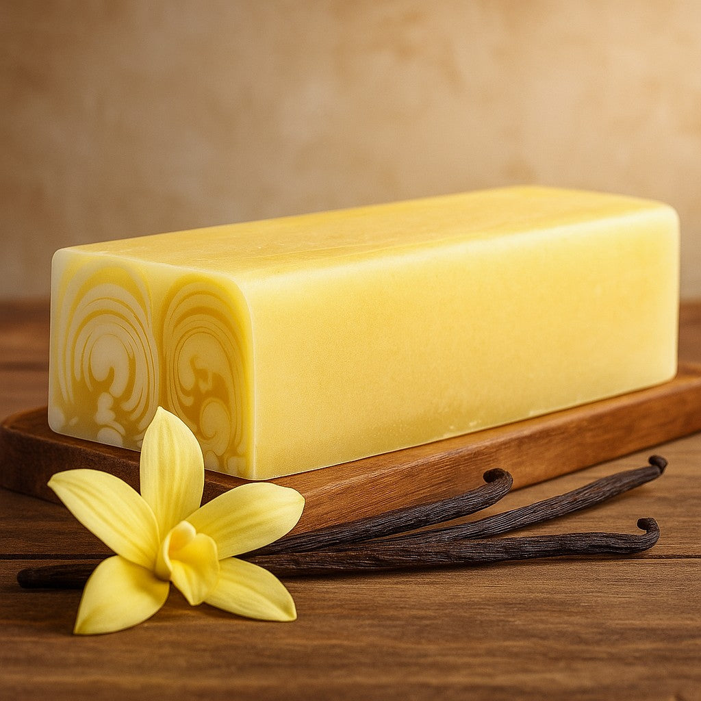 Vanilkové ručně vyráběné mýdlo ve tvaru bochníku, 1.2 kg