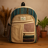 Batoh z konopné bavlny, styl se zipy ve tvaru cik-cak