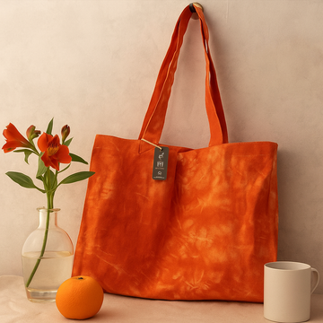 Tragetasche Orange Batik, leicht, mit zwei Griffen