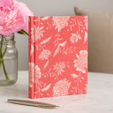 Baumwoll-Notizbuch 20x15cm - 96 Seiten - Rosa Blumen