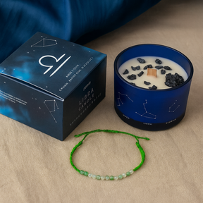 Libra Zodiac Crystal Candle Set 2-Piece Gemstone Bracelet