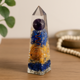 Orgonitový obeliskový hrot měď lapis žlutý aventurín 90x25mm