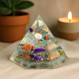 Orgonitová pyramida 7-stranný drahokam Moudrost stromu 90 mm