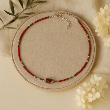 Coral Turquoise Beaded Necklace Nepalese Tribal Adjustable Chain