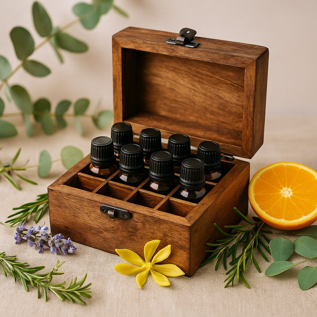 Eteeristen öljyjen setti 12 kappaleen aromaterapiarasia