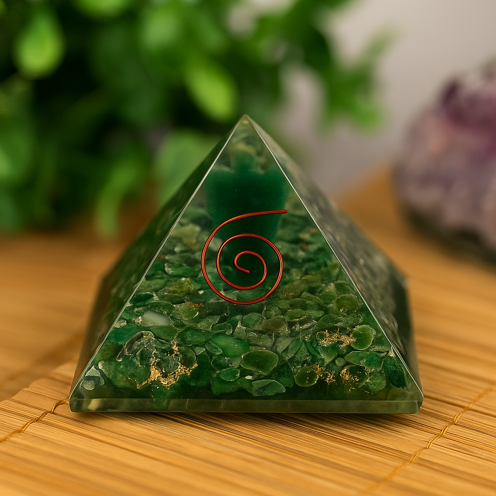 Piramide Orgonite Angelo Rame Cristalli di Pietre Preziose 70mm