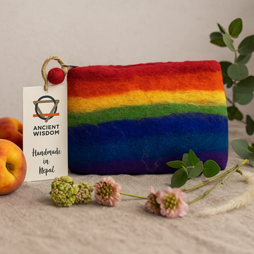 Rainbow Felt Zipper Pouch Made In Nepal