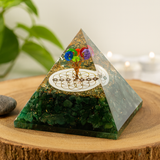 Orgonitová pyramida zelený aventurín květ života 70mm