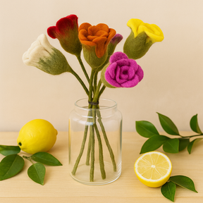 Felt Roses Assorted Colours Set of 6