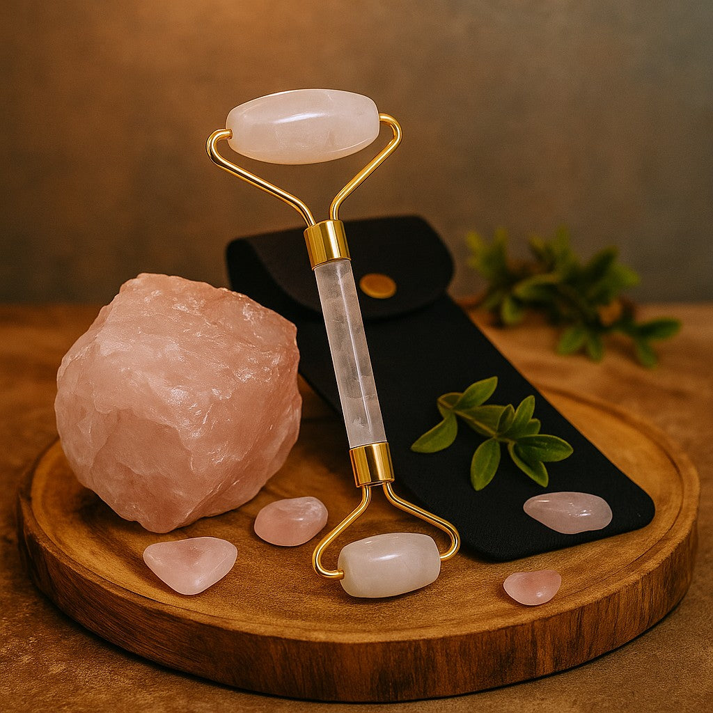 Rouleau de Quartz pour le Visage Massager Facial à Double Extrémité