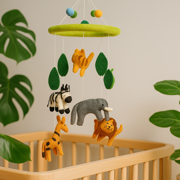 Safari Keçe Bebek Mobil, Zebra Fil Zürafa Aslan