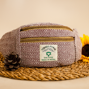 Cotton Hemp Fanny Pack Herringbone Wine Red