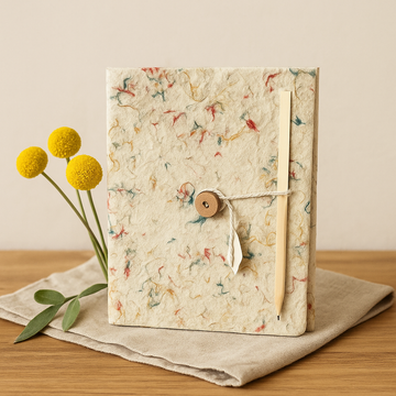 Håndlavet Nepalesisk Lokta Notesbog 15x12cm, 45 Ulinjerede Sider
