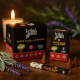 Conuri de tămâie cu flux invers, salvie albă, lavandă, suflet tribal