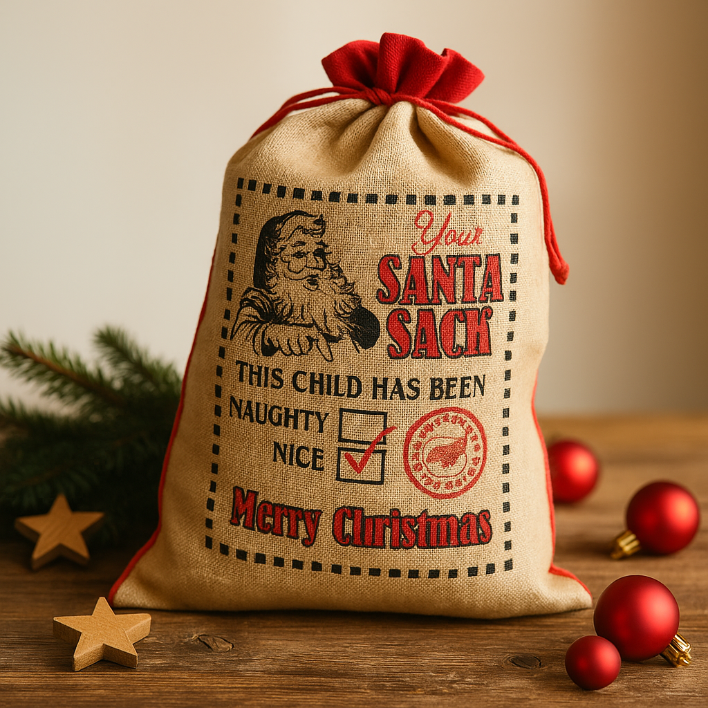 Sac de jute de Noël Père Noël L'enfant a été sage