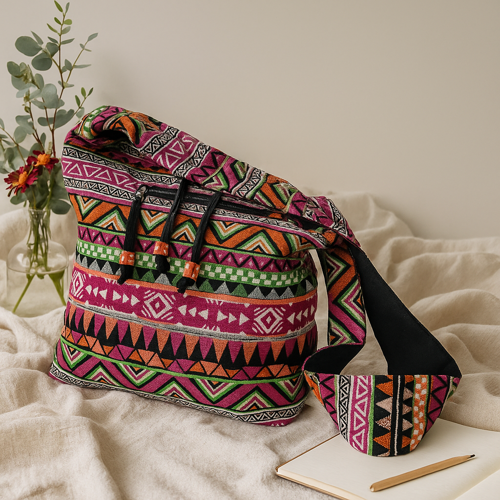 Rucsac pentru studenți roz jacquard