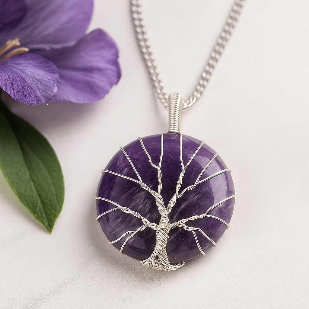 Amethyst Tree of Life Pendant Necklace