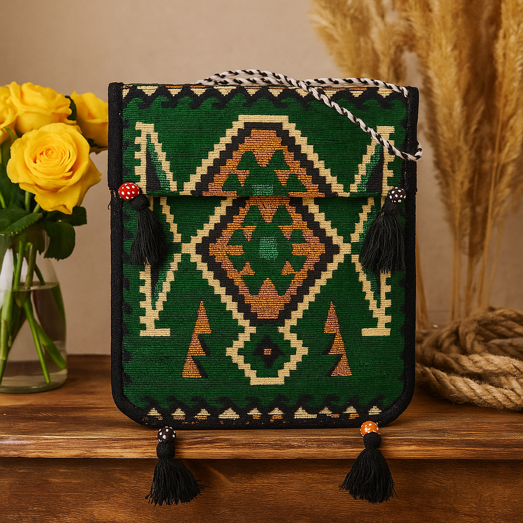 Kilim budväska, smaragdgrön