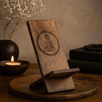 Mangotræ telefonstander udskåret Buddha design