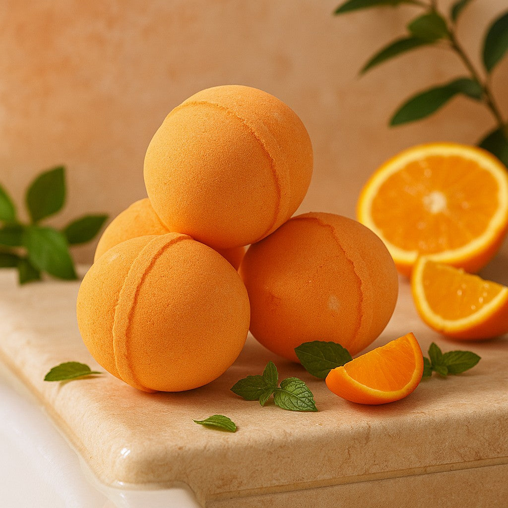 Šumivá koupelová bomba s citronovou trávou a mandarinkou