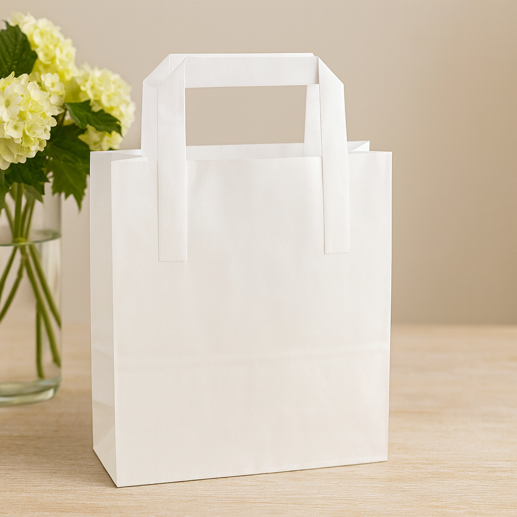 SOS biele nosné tašky 8x13x10 palcov, balenie 250 ks