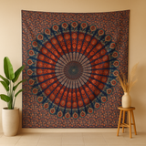 Påfuglmåne Mandala Sengeteppe og Veggheng, Dobbel