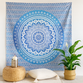 Blue Mandala Tapestry Boho Wall Hanging Bedspread