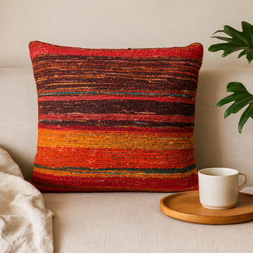 Fundas de Cojín de Alfombra de Retazos Hechas a Mano Rojo Multicolor