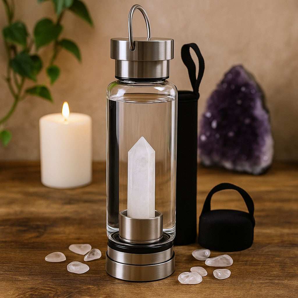 Crystal Water Bottle Clear Quartz Infuser