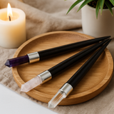 Einfacher spitzer Heilstab - Rose, Stein, Amethyst