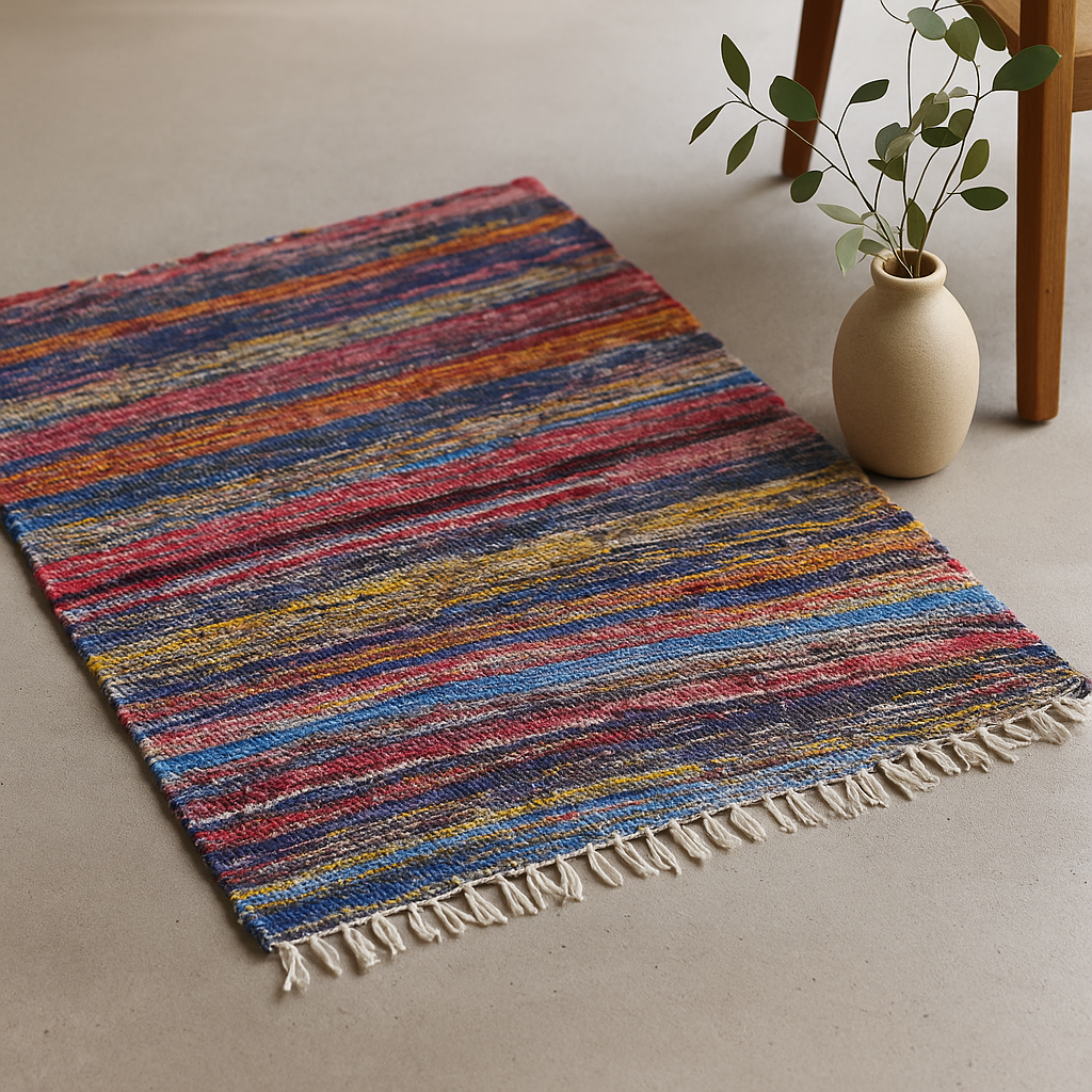 Covor din fâșii albastru 153 x 90cm