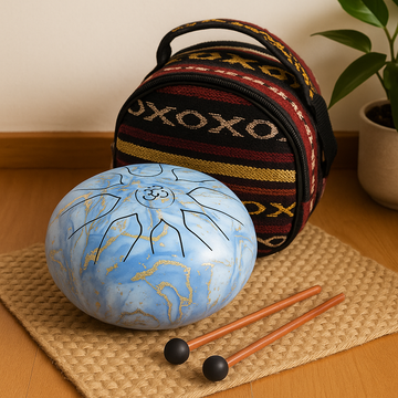 Steel Tongue Drum 8-Tone Light Blue, Carrying Bag