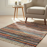 Käsintehty luonnollinen räsymatto 155 x 90cm