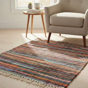 Tapis en chiffon fait main naturel 155 x 90cm