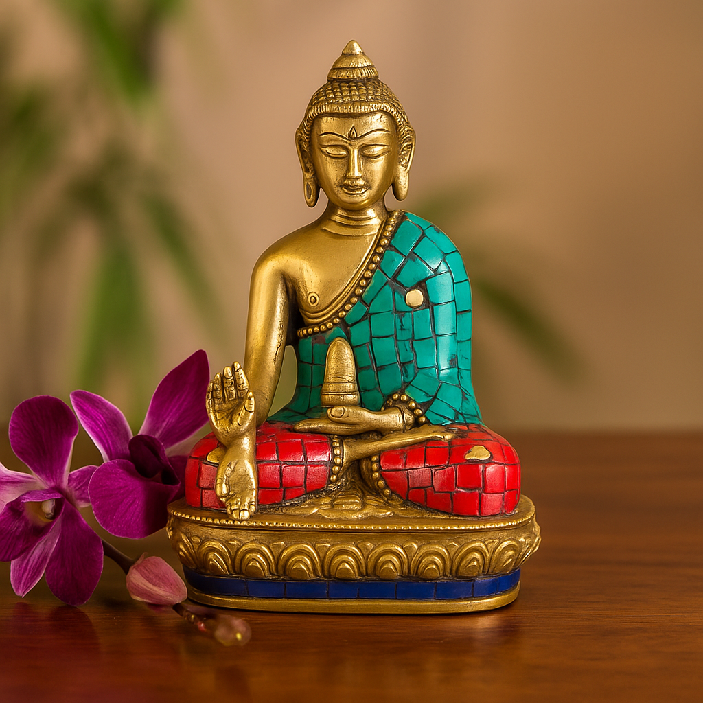 Brass Buddha Statue Hands Down 11.5 cm