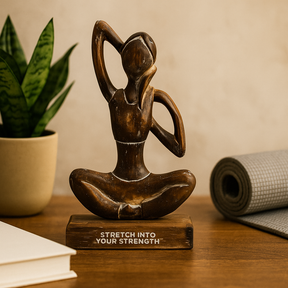 Antique Wooden Yoga Sculpture, Cow Face Pose Figurine