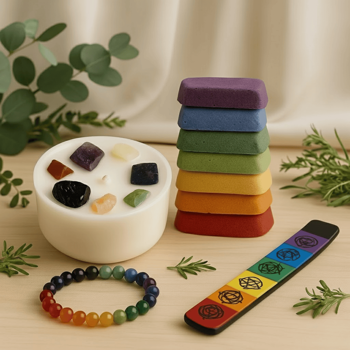 7 Chakra Healing Kit, Candle Bracelet Incense Sticks - SHAMTAM.COM