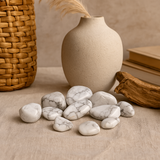Hvite Howlite Polerte Stener, 24 Stykker