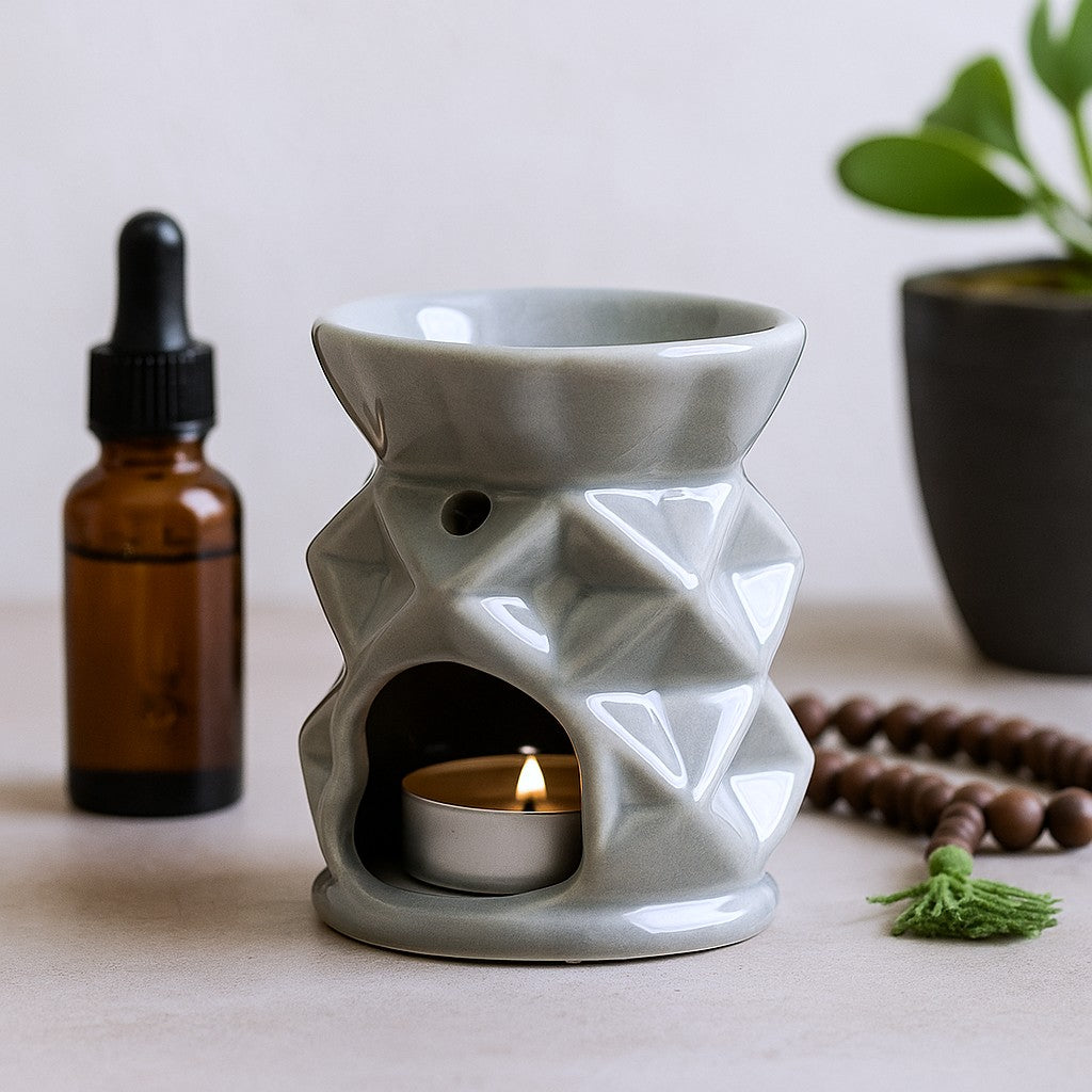 Suport pentru ulei geometric gri