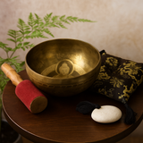 Singing Bowl Set Brass Golden Buddha